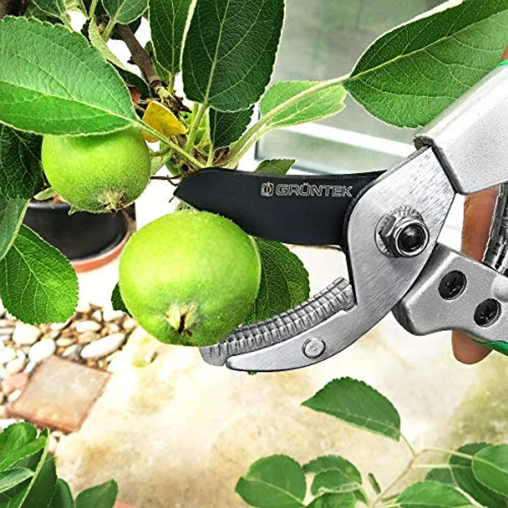 GRÜNTEK Gartenschere Amboss Pflanzenschere TUKANE 195 mm, SK5 Stahl, Antihaftbeschichtet, mit Soft-Touch-Griffen – Bild 6