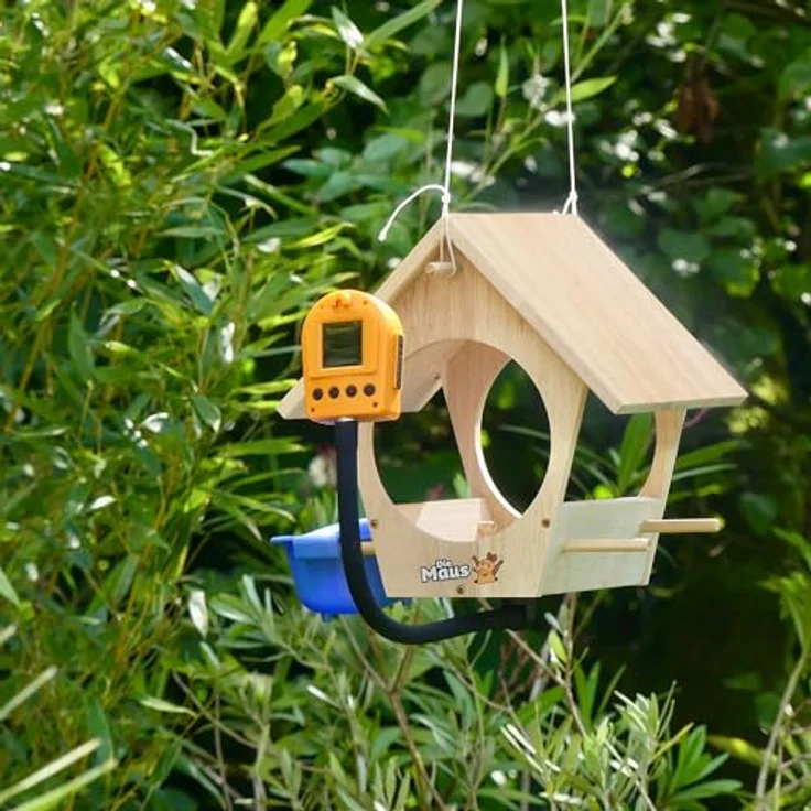 DieMaus Vogelhaus mit Kamera, robustes Holz, 2-MP-Fotos, Full-HD-Videos, IP65 wassergeschützt, wiederaufladbarer Akku – Bild 4