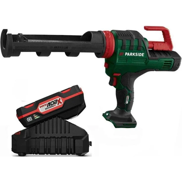 Parkside PKPA 20-Li, 20 V Akku-Kartuschenpistole mit 2.0 Ah Akku, 6-stufiger Vorschubgeschwindigkeit und automatischem Rücklauf