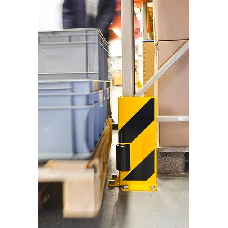 Anfahrschutz-Winkel mit Leitrolle, 6 mm Stahl, kunststoffbeschichtet, H 400 mm – Bild 1