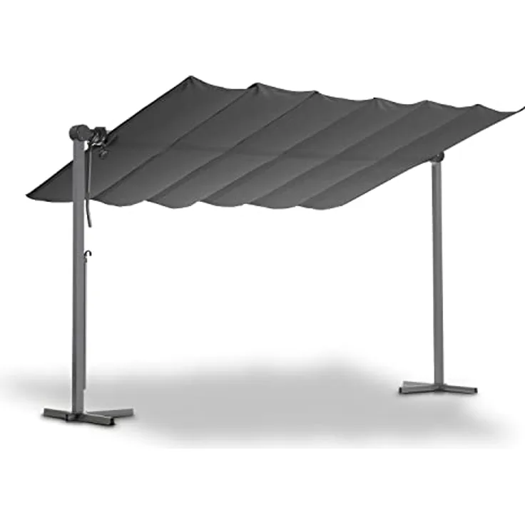 Leco Standmarkise "WAVED" 4 x 2,5 x 2,20 m, faltbarer Sonnenschutz aus rostfreiem Aluminium mit verstellbarem Dach
