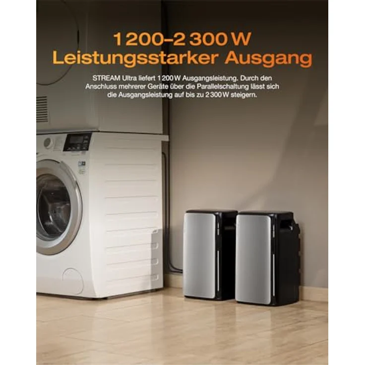 EF ECOFLOW STREAM Ultra, Balkonkraftwerk mit 1,92kWh Speicher, 2800W Solareingang, 2300W Dual AC-Anschlüsse, erweiterbar auf 11,52kWh, 6000 Ladezyklen, IP65 wasserdicht – Bild 2