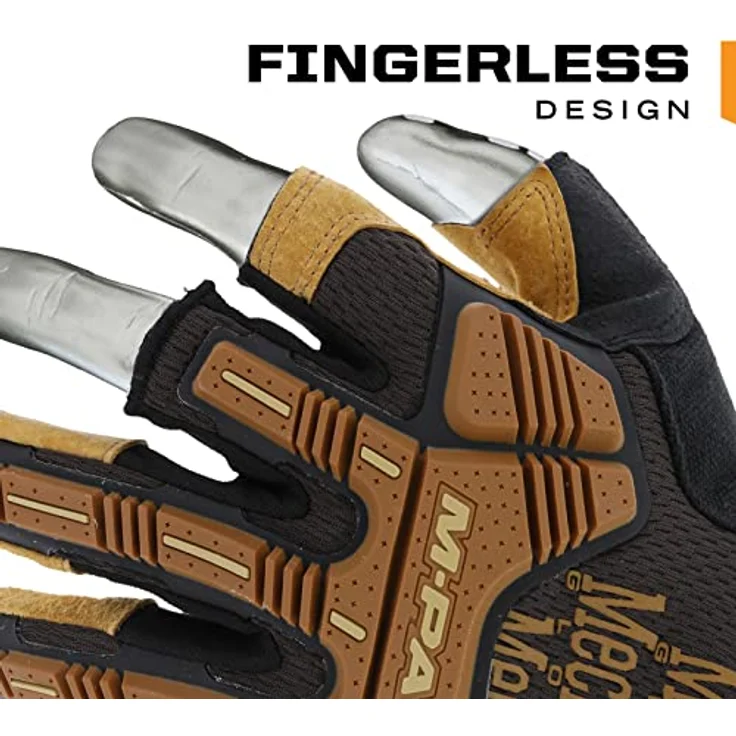 Mechanix Wear Handschuhe M-Pact, Leder-Handschuhe, Braun/Schwarz, Aufprallschutz, D3O-Handflächenpolsterung, Größe 11/XXL – Bild 2