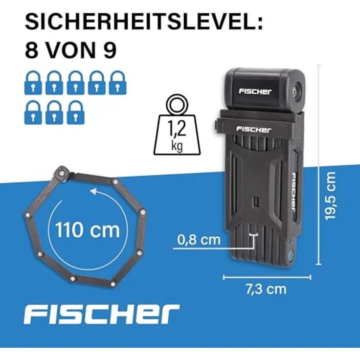 Fischer Faltschloss XL 110 cm mit Halter – Bild 6