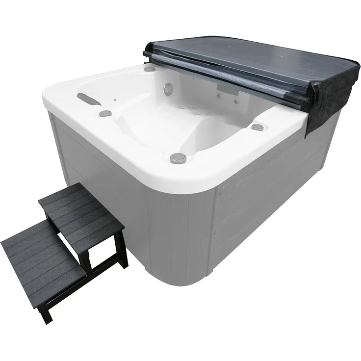 Home Deluxe Zubehörset MARBLE, Thermoabdeckung und Einstiegstreppe für Outdoor-Whirlpool, anthrazit/schwarz