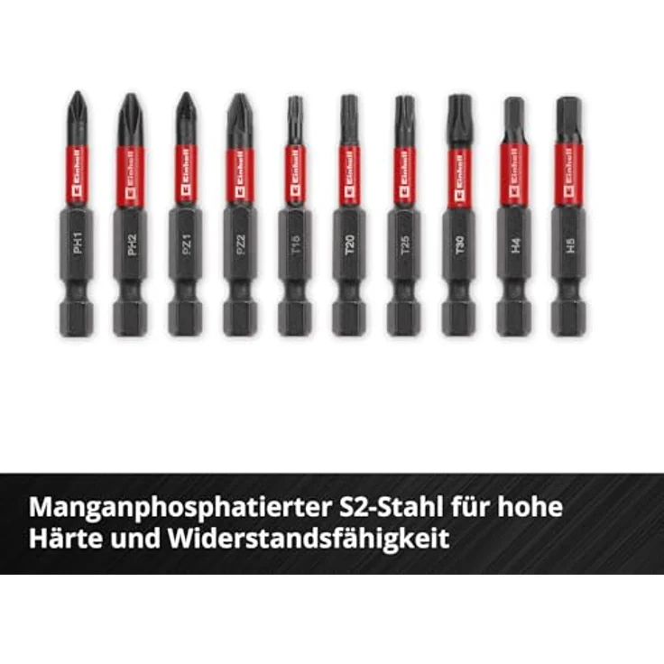 Einhell Impact-Bit-Set, 10-teilig mit schlagfesten 50-mm-Bits aus S2-Stahl, inkl. PH/PZ/T/Torx Profilen in kompakter Taschenkassette – Bild 4