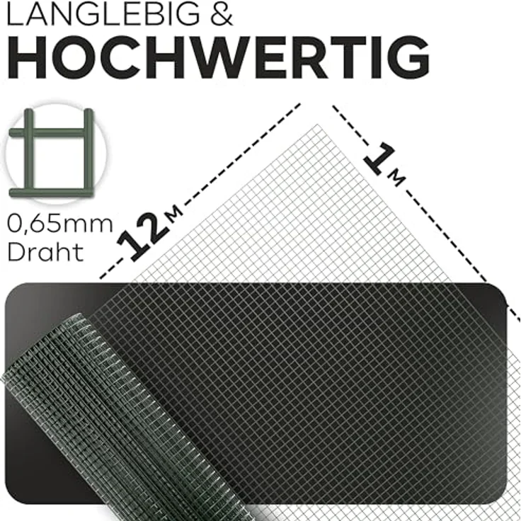 KrapTrap Volierendraht grün Drahtgitter, feuerverzinkt und punktgeschweißt, 1m x 12m für Kleintierkäfige – Bild 2