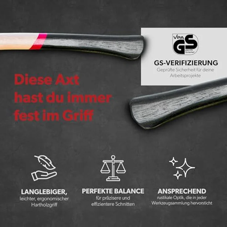 siwitec Axt VERSCHIEDENE SETS INKLUSIVE SCHNITTSCHUTZ, OPTIONAL MIT AXT-SCHÄRFER, SH-60 Survival Axt + SH-140 Spaltaxt, Packung 2-St., wahlweise mit oder ohne Messerschärfer, schwarz – Bild 5