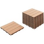 Beliani WPC Terrassenfliesen 11er Set 30x30 cm, Holzoptik hellbraun, langlebig und pflegeleicht mit Klicksystem