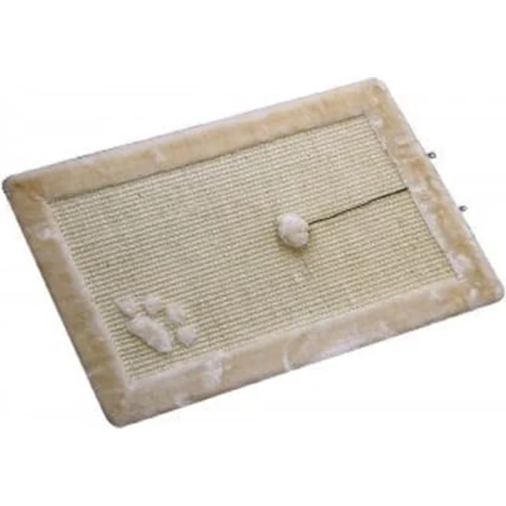 Nobby 63031-02 Kratzmatte, 58 x 38 cm, beige, Sisal Kratzfläche mit Spielkugel, wandmontierbar oder freistehend – Bild 1