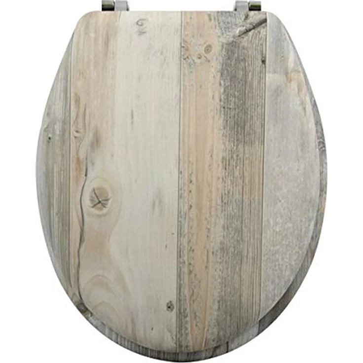 MSV WC-Sitz Ombo, MDF Toilettensitz mit Edelstahl-Scharnieren, 42,5 cm x 36,5 cm x 5 cm, beige, hygienische und feuchtigkeitsbeständige Oberfläche – Bild 7