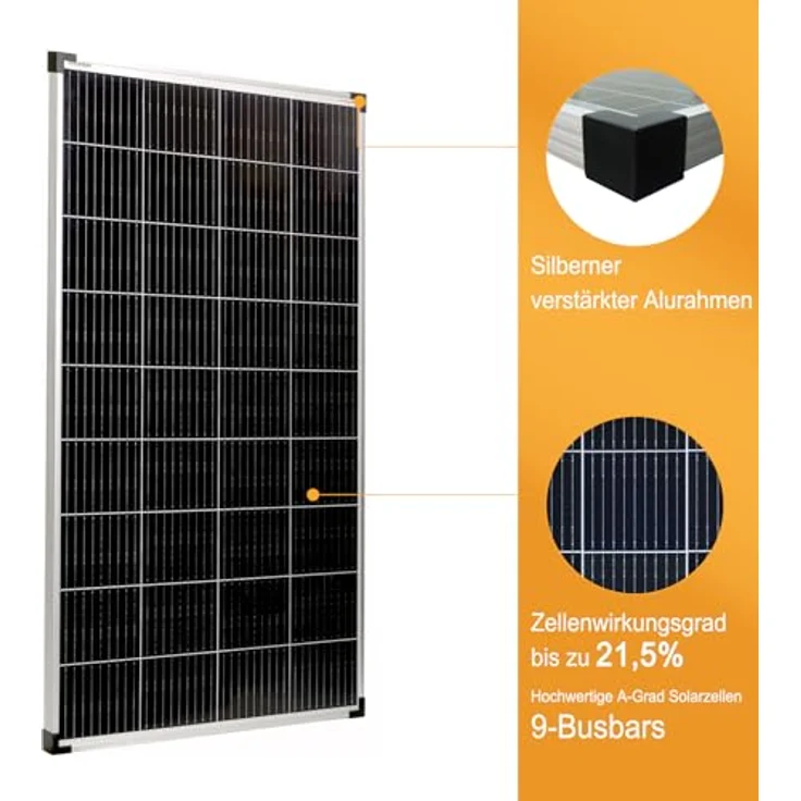 enjoy solar Eco Line ES150M36, Monokristallines PERC Solarmodul 150W, TÜV-zertifiziert, ideal für Garten und Wohnmobil – Bild 3