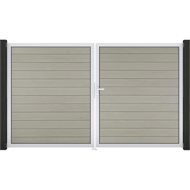 GROEN & JANSSEN GroJa Solid Doppeltor 2-flügelig, 300x180x4 cm, Schwarz co-ex mit Alu-Rahmen EV1, DIN rechts