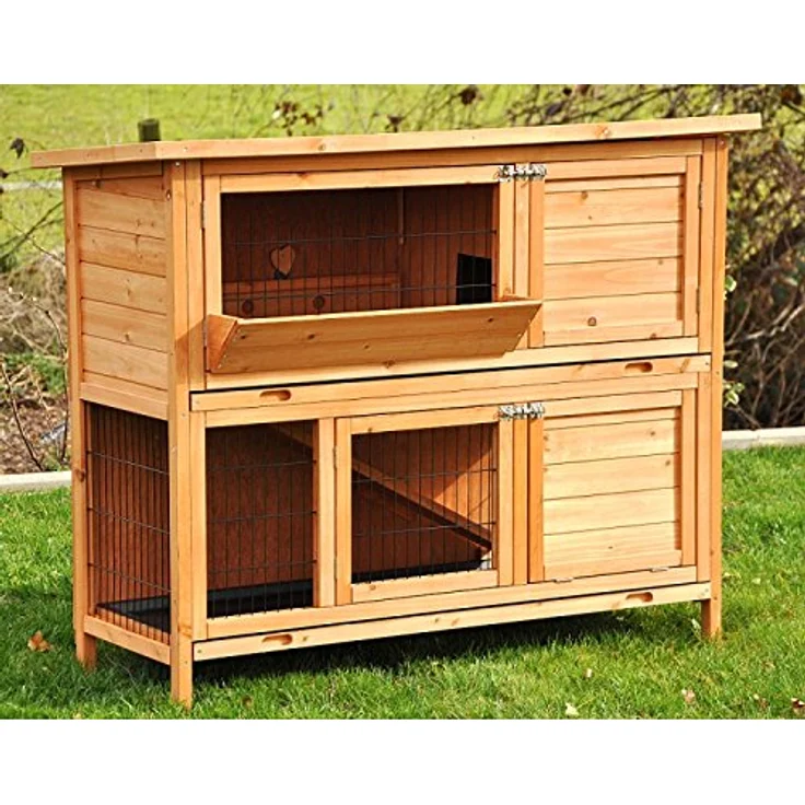nanook Kaninchenstall Bommel Natur, mit Heuraufe, wetterfest, 122 x 50 x 103 cm – Bild 5