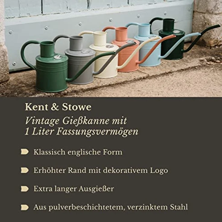Kent & Stowe Gießkanne Rosé 1L Stahl, Langer Auslauf - pulverbeschichtet – Bild 3