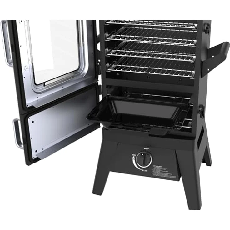 EL Fuego Gasgrill/Smoker Portland W2, Multifunktionales Grillgerät mit Glasfenster, 3,5 kW, Schwarz, 50 cm x 107 cm x 48 cm – Bild 7