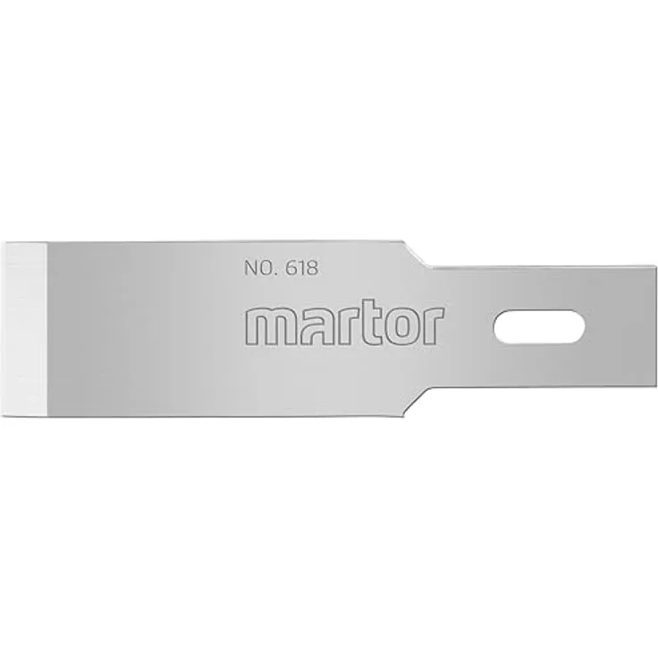 MARTOR 10 x Meisselklinge Nr. 618, Ersatzklingen für GRAFIX 502 Skalpell, 46 mm scharf, im Magazin, Stahl