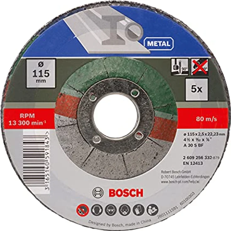 Bosch 2609256332 DIY Trennscheiben Metall 115 mm ø x 2.5 mm gekröpft, 5er set – Bild 3