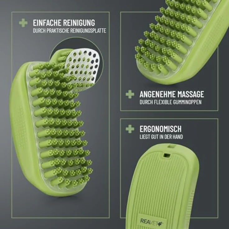 ReaVET Badebürste Gummistriegel für Hunde, Katzen Kurzhaar & Langhaar, mit Massageeffekt - Entfernt loses Deckhaar, Staub & Schmutz I Badestriegel Zum Einmassieren von Hundeshampoo – Bild 4