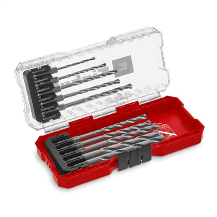 Einhell S-CASE 10-tlg. Steinbohrer-Set aus Werkzeugstahl, eingesetzte Hartmetallplatte, rollgewalzte Spindel, Aufbewahrungsbox – Bild 1