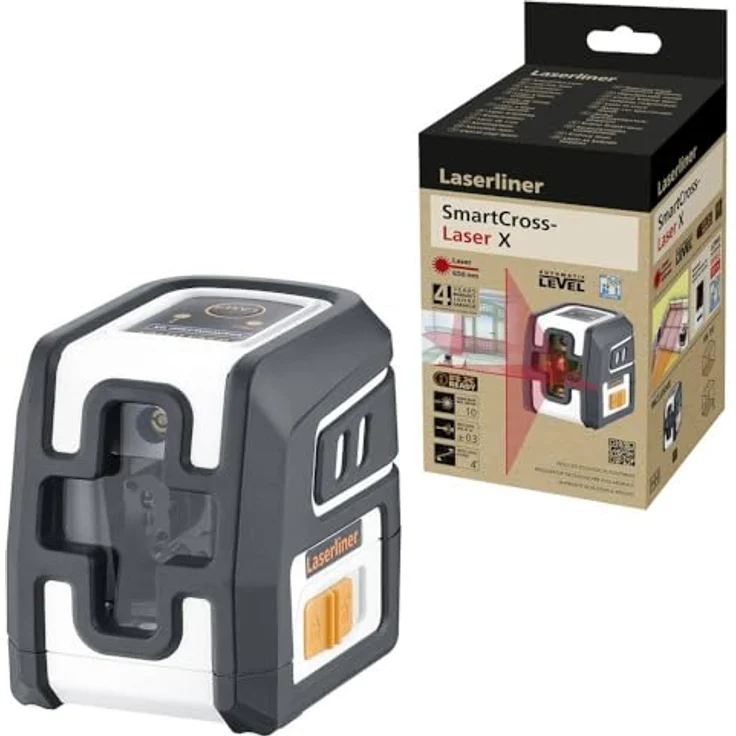 Laserliner SmartCross-Laser X, Kreuzlinienlaser mit max. Arbeitsbereich 10 m, manuelle Neigungsfunktion, integrierter Handempfänger-Modus, recyceltes Kunststoffgehäuse – Bild 3