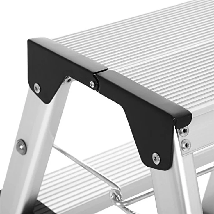 SONGMICS Leiter, Trittleiter, Aluleiter mit 3 Stufen, Stehleiter, Mehrzweckleiter, bis 150 kg belastbar, silbern-schwarz GLT23K – Bild 5
