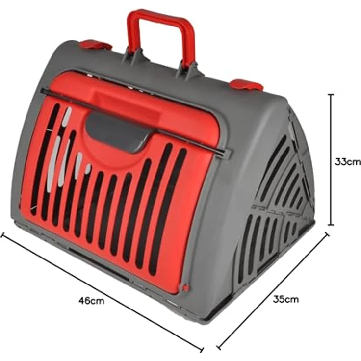 Love Story Tiertransportbox, zusammenklappbar, Kunststoff, 46 x 35 x 33 cm, anthrazit rot – Bild 4