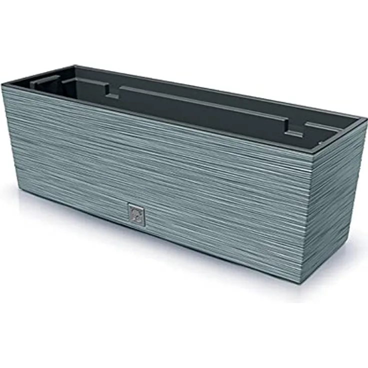 Macetero color cemento, con depósito, colección FURU, de 58 x 18 x 19,5 cm, capacidad de 12 L.