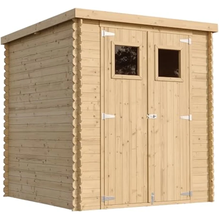 TIMBELA Gartenhaus Holz - Geräteschuppen mit Wasserfestem Dach B204xL204xH202 cm/ 3.53 m2 - Fahrrad Schuppen - Imprägnierte Holzkonstruktion – Bild 2