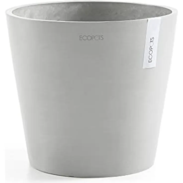 ECOPOTS | Blumentopf Weiss | Amsterdam | 40 cm Durchmesser | weissgrau | Blumenkübel groß | Plant Pot | Flower Pot | 40 cm (Durchmesser) x 35 cm (Höhe)