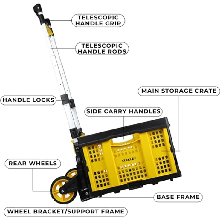 Stanley SXWTD-509, Transportwagen mit 60 kg Tragkraft, faltbar und leicht, 2 kg – Bild 4