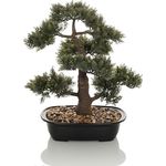 hjh OFFICE Kunstpflanze Bonsai künstliche Deko Pflanze, pflegeleichter Kunstbaum, Höhe 44 cm, Kiefer, Grün 871050