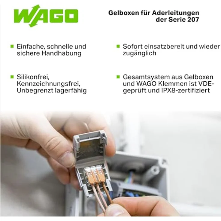 WAGO 207-1333 Gelbox für Verbindungsklemmen, IPX8 wasserdicht, 3 Stück, silikonfreies Gel – Bild 5