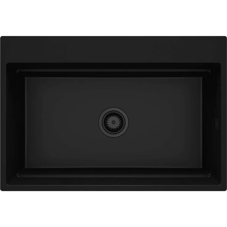 DEANTE Magnetisches Granit-Spülbecken Nero Matt, 1-fach, stoßfest und hitzebeständig, ideal für kleine Küchen