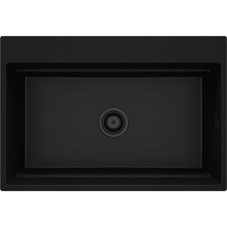 DEANTE Magnetisches Granit-Spülbecken Nero Matt, 1-fach, stoßfest und hitzebeständig, ideal für kleine Küchen