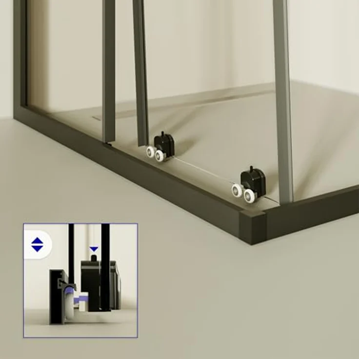 i-flair Schiebetür Duschkabine DK67, 100x100x190 cm, teilsatiniertem 6 mm Sicherheitsglas mit schwarzen Profilen – Bild 9