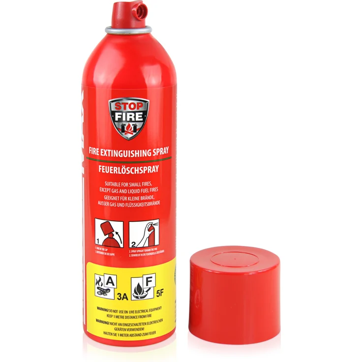 Höfer Chemie 500ml Feuerlöschspray für den Haushalt, umweltfreundlich, rot, für Brandklasse A3 und 5F