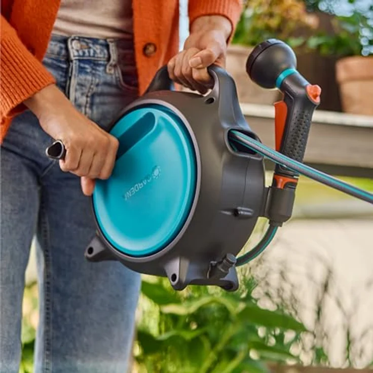 Gardena Mobile Schlauchbox Move, tragbare Schlauchbox mit 10 m Qualitätsschlauch, türkis-anthrazit – Bild 8