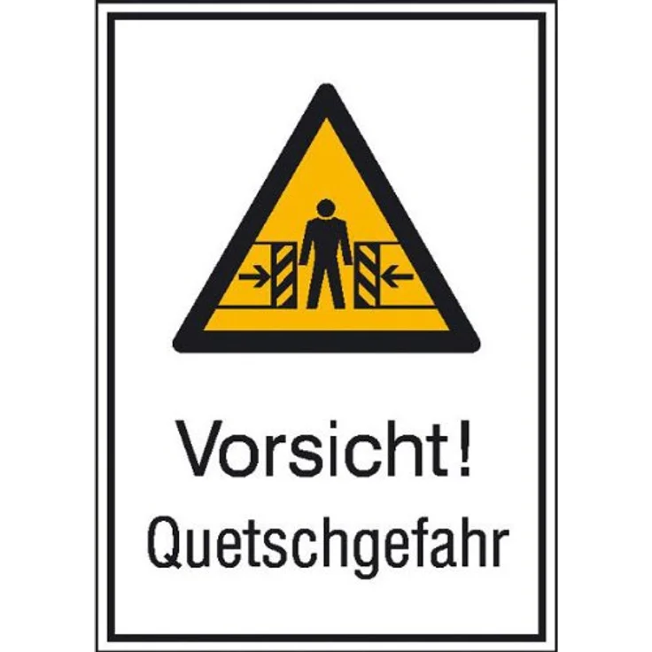 Betriebsausstattung24® Warn-Kombischild „Vorsicht! Quetschgefahr“ | Geprägtes Sicherheitsschild aus Aluminium, witterungsbeständig, 26,2 x 37,1 cm, zur einfachen Befestigung – Bild 1