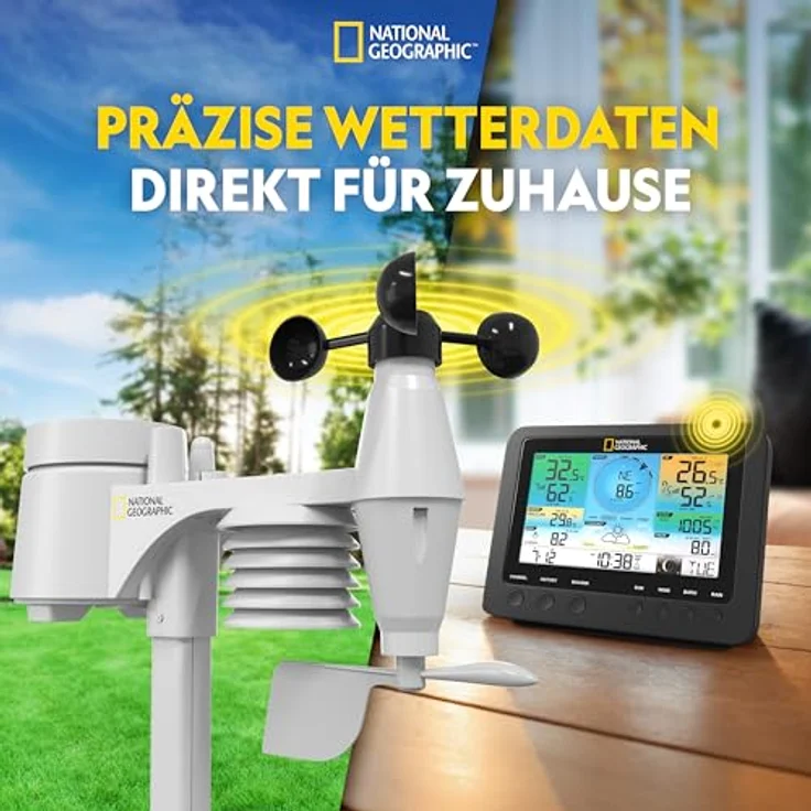 National Wetterstation, 7-in-1 mit WIFI, Farbdisplay, kompakt, Weiss/Schwarz – Bild 7