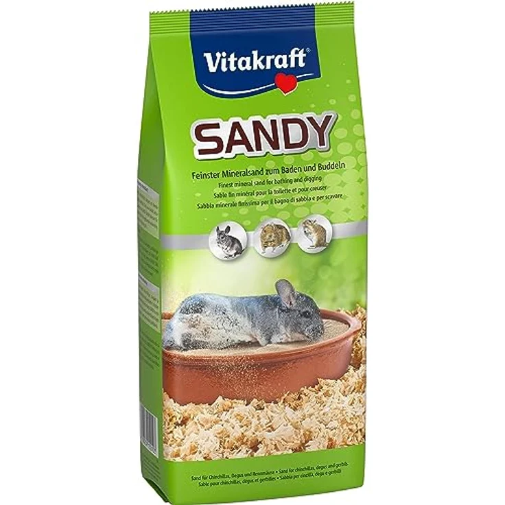 Vitakraft Sandy, feine Mineralsand, für Chinchillas, für Degus, für Rennmäuse, besonders fellschonend (1x 1kg) - Preisvergleich – Bild 1