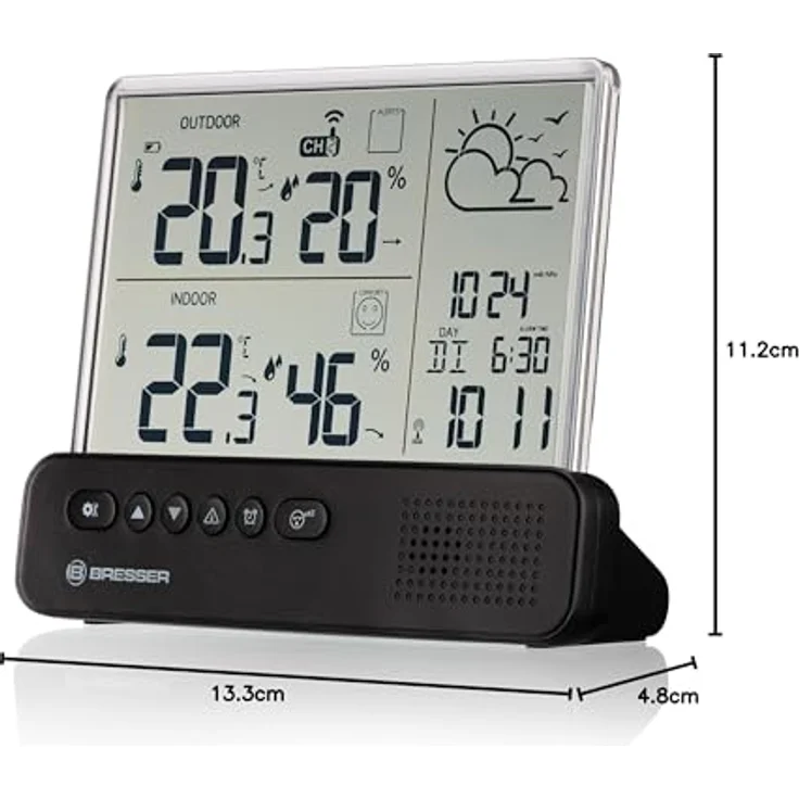 Bresser Funk-Wetterstation Translucidus NV, Wetterstation mit Außensensor, DCF-Funkuhr und Raumklima-Indikator, transparent – Bild 9