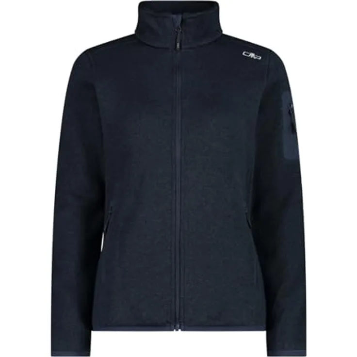 CMP Campagnolo Fleece Jacket Knitted, Damen, Atmungsaktive Midlayer-Jacke mit Jacquard-Optik, Blau, Größe S (38)
