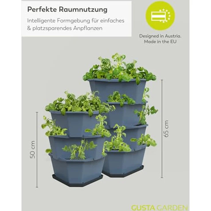 Gusta Garden Hochbeet PAUL POTATO Starter, professioneller Kartoffelturm mit 4 Etagen, Schädlingsschutz und Untersetzer, dunkelgrün – Bild 6