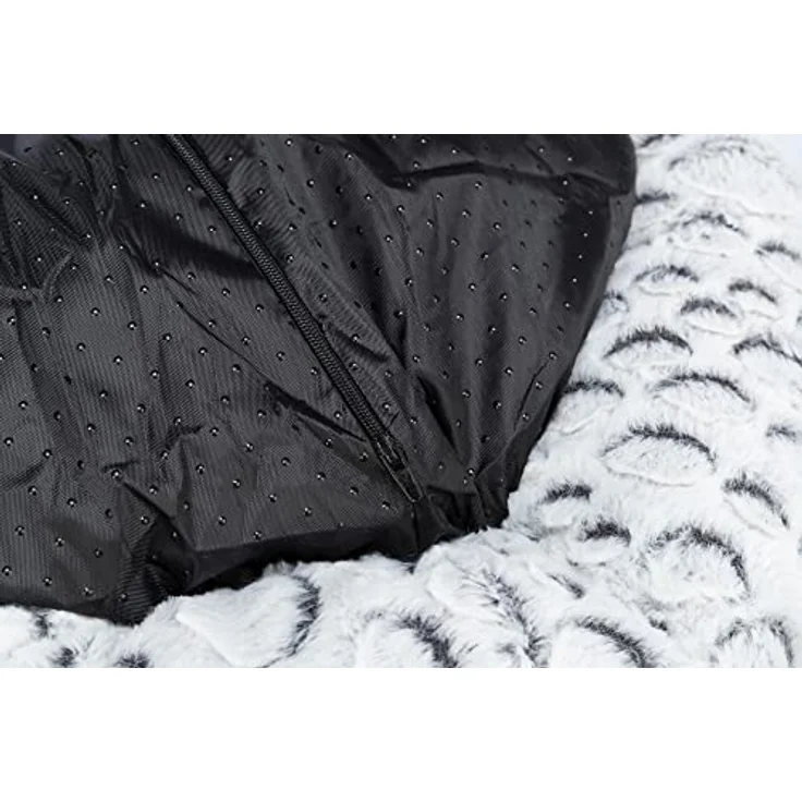 TRIXIE rutschfestes und besonders weiches Tierbett für Hunde Bett Mila, RUND, PLÜSCH, Ø 50 cm, WEIß-GRAU mit abnehmbarem, waschmaschinengeeignetem Bezug und fest integriertem Kissen - 38985 – Bild 4