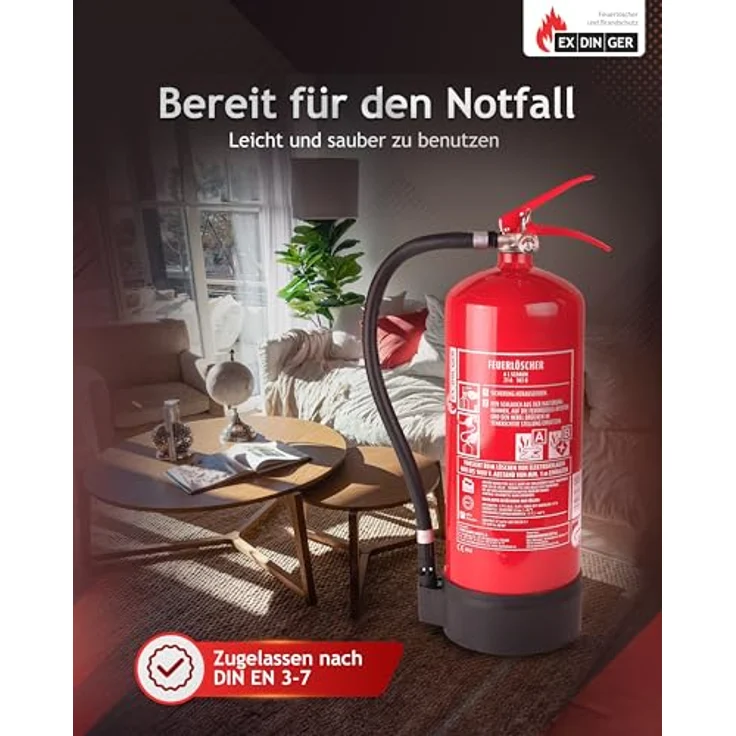 6l Feuerlöscher Schaum AB 6 LE mit Halterung Dauerdrucklöscher - Exdinger – Bild 4