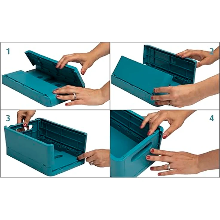 Exacompta Smartcase Faltbare Aufbewahrungsboxen, 4 Stück, stapelbar, 18,8x13,8x9,5cm, blau, umweltfreundlich – Bild 2
