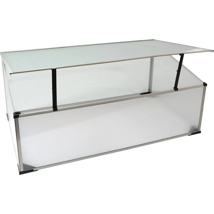 Nativ Frühbeet aus 1 mm starkem Aluminium, Treibhaus mit Aufstelldach, Frühbeetaufsatz, 4 mm Polycarbonat-Hohlplatte, 3 Öffnungsstufen, blau