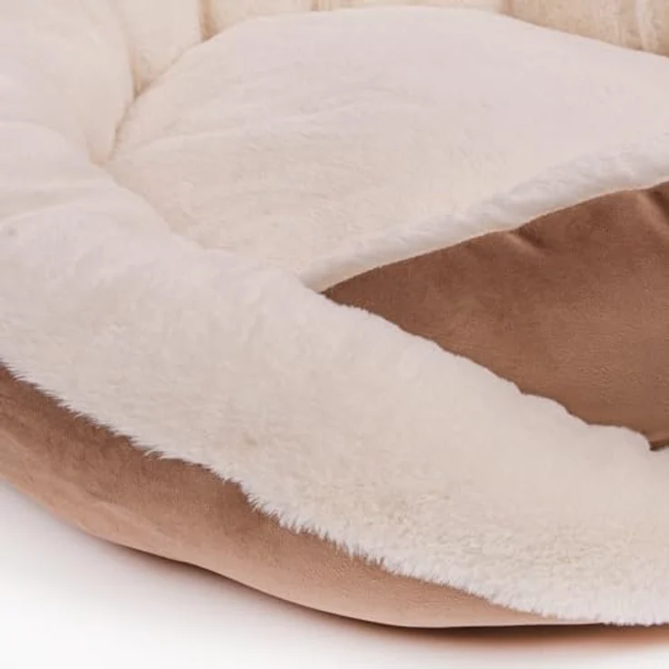 Wallace & Jones | Hundebett rund Grace - gemütlicher Hundekorb für Große Hunde, rutschfest, braun-beige, Größe L, ca. 80 x 80 x 22 cm – Bild 3