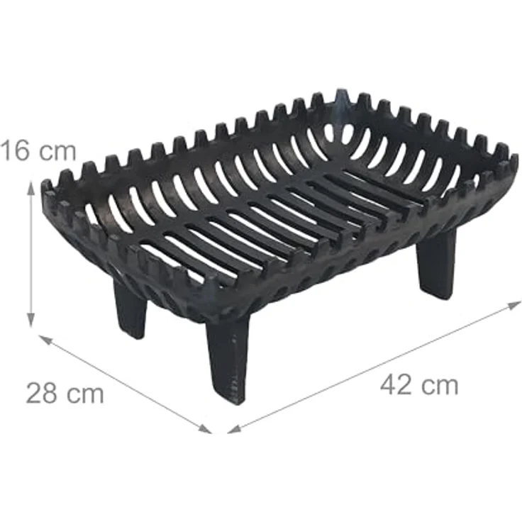 Relaxdays Kaminrost, Schwarz, Gusseisen, 42x16x28 cm, für Kaminöfen und Grillkamine – Bild 3